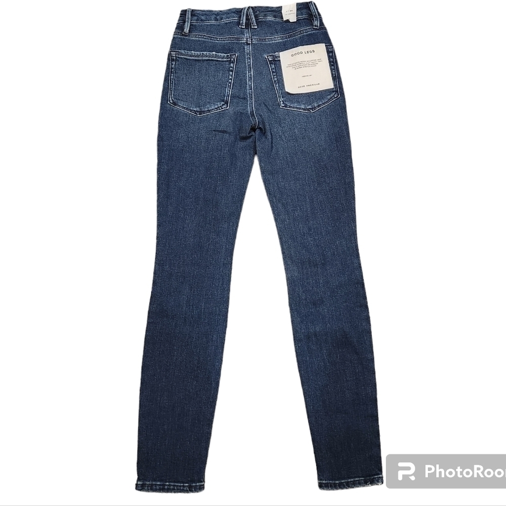 GOOD AMERICAN NWT GOOD LEGS SKINNY CASHMERE JEANS INDIGO312 Size 0/25 - Picture 3 of 10